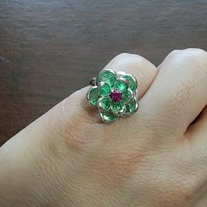 3/$15 90s VTG Mint Green & Magenta Flower Ring